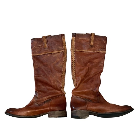 Frye Shirley Artisan Tall Riding Boots Brown Leather Pull On - Picture 5 of 15